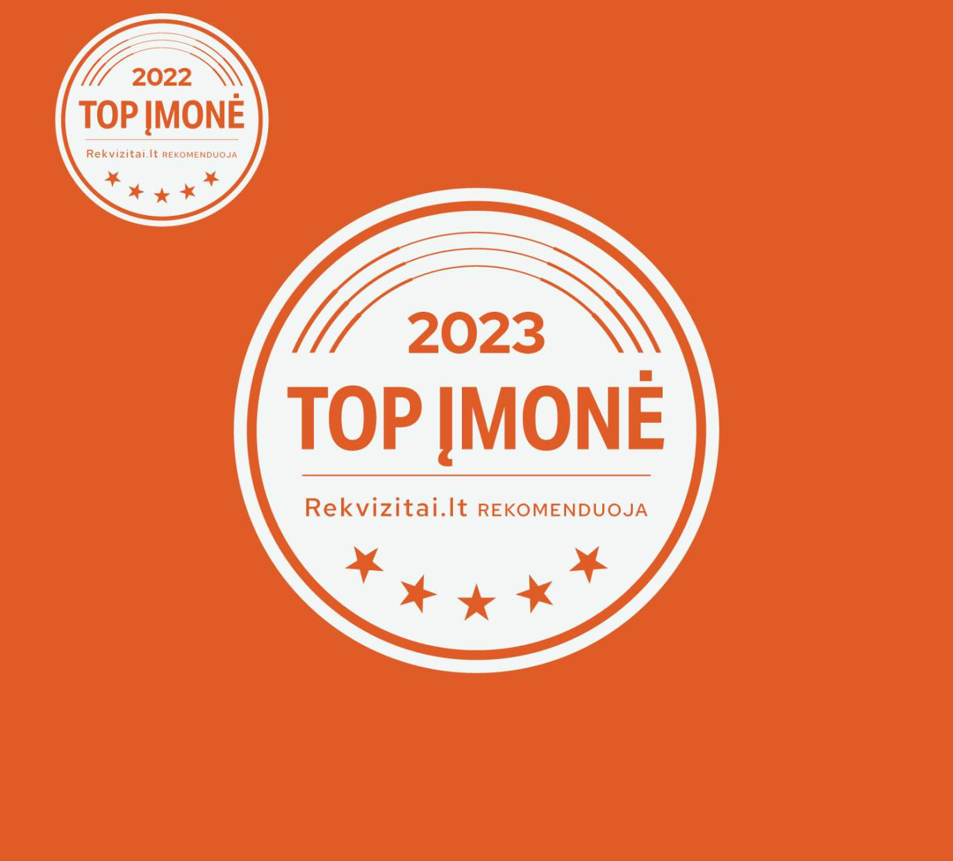 TOP įmonė 2023 ir TOP įmonė 2022 ženklai